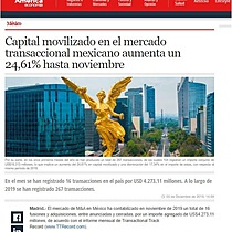 Capital movilizado en el mercado transaccional mexicano aumenta un 24,61% hasta noviembre
